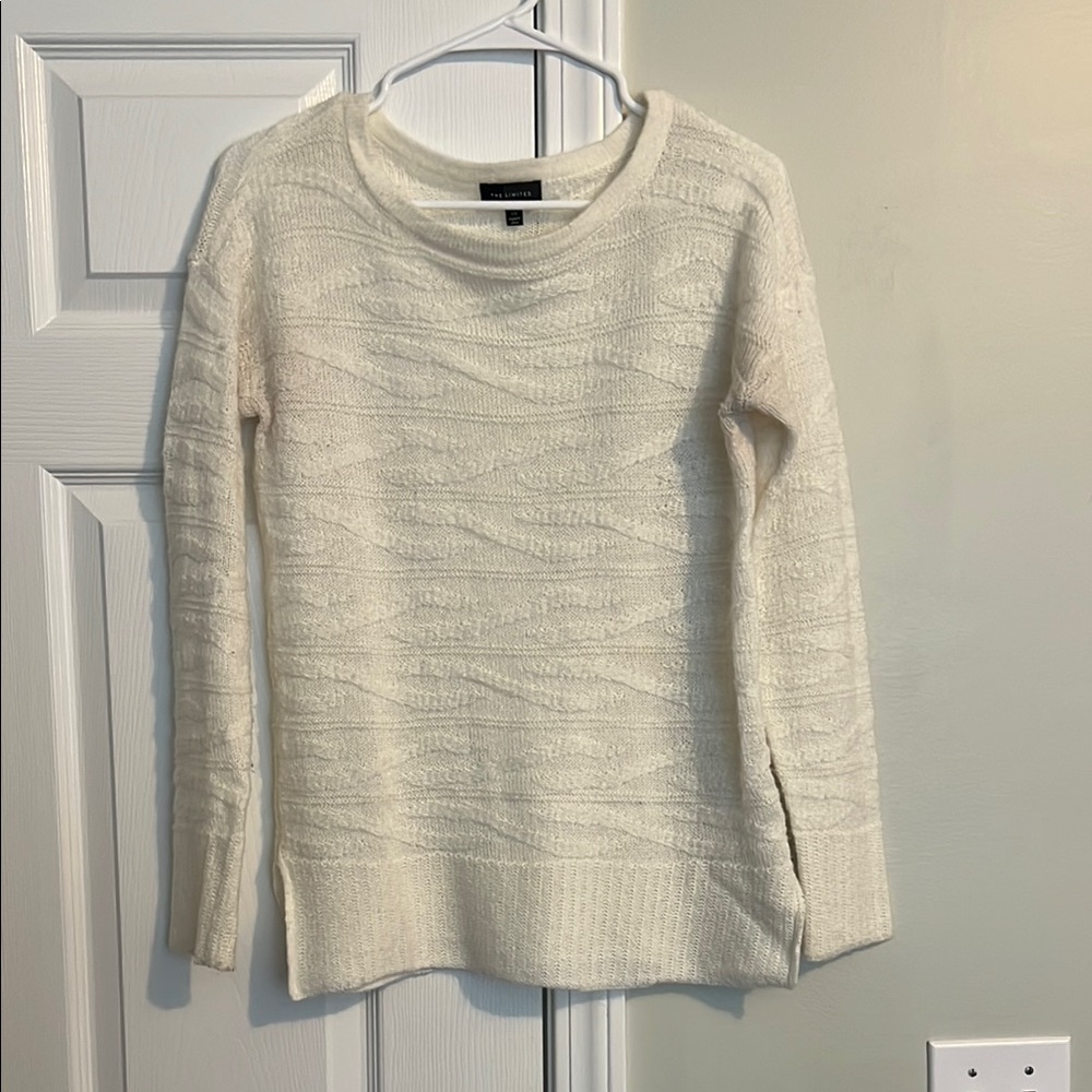 The Limited Cream Crew Neck Sweater with Textured Knit